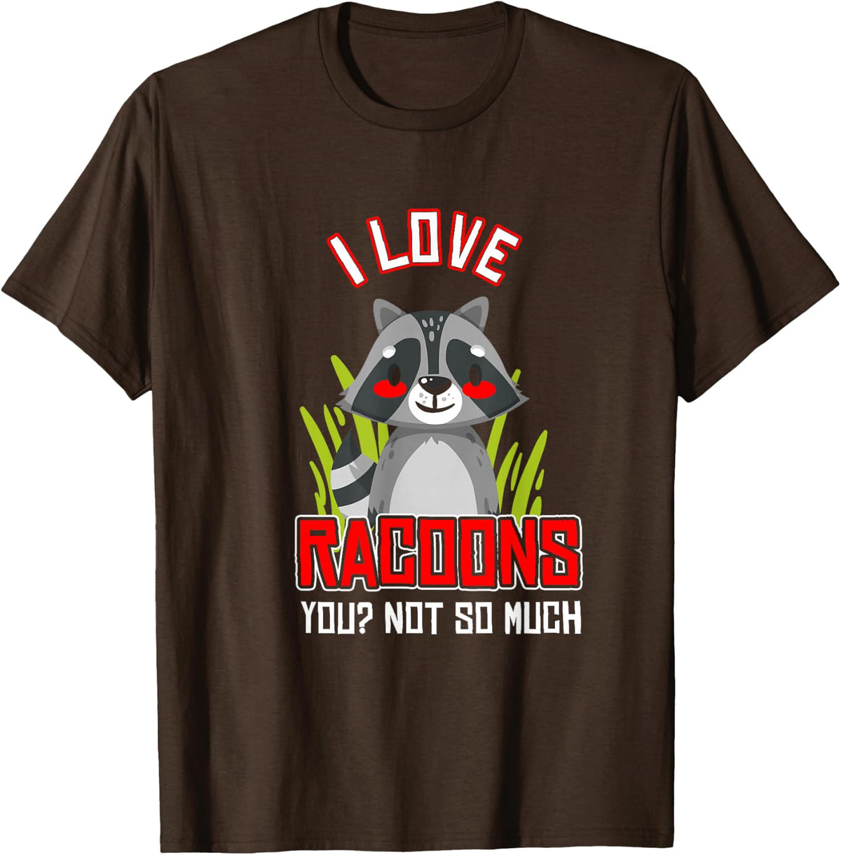 Valentines Day Animal Lover I Love Racoons Racoon T-Shirt - Brown