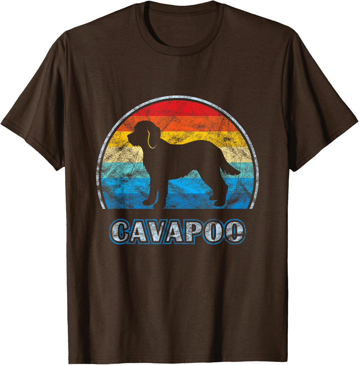 Cavapoo Vintage Design Dog T-Shirt - Brown