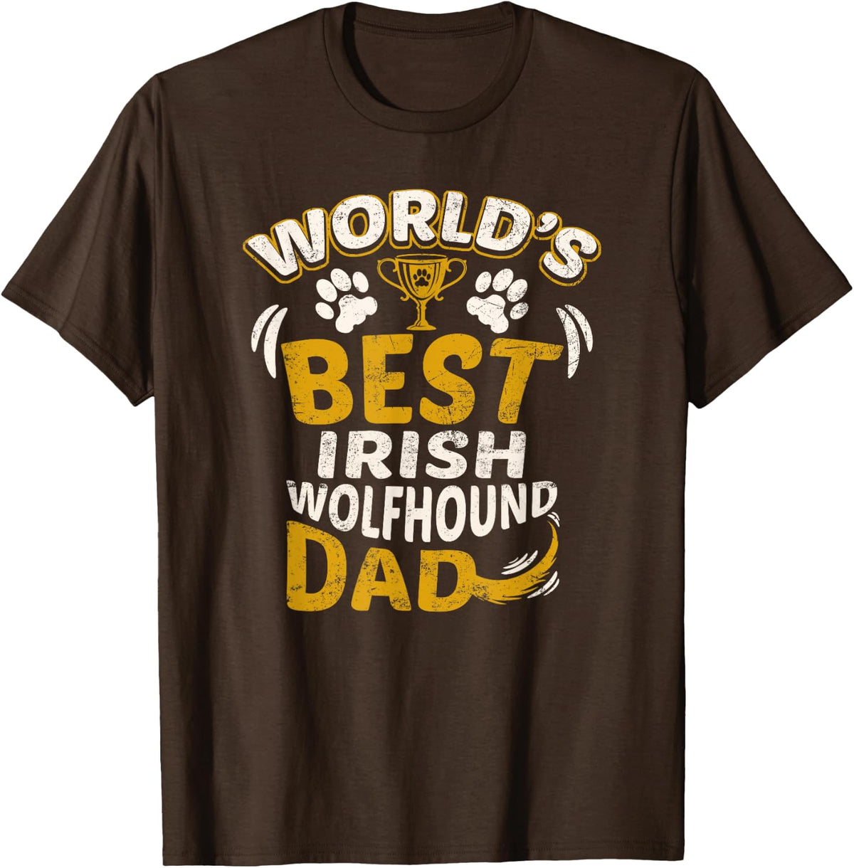 Mens World's Best Irish Wolfhound Dad Graphic T-Shirt - Brown