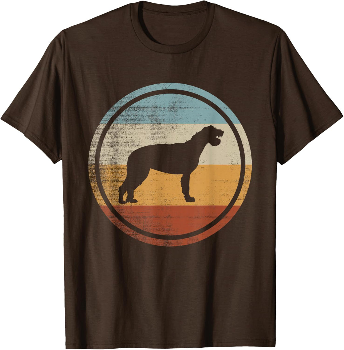 Retro Vintage Dog Design Irish Wolfhound T-Shirt - Brown