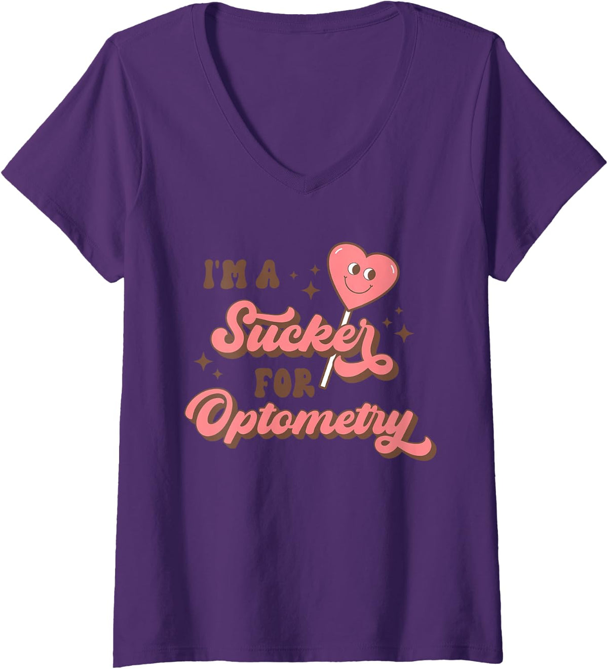 Women's Retro I'm A Sucker for Optometry Valentine Day Vision Squad V-Neck T-Shirt - Purple