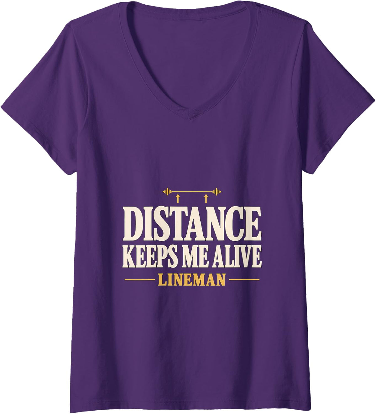 Women's Distance Keeps Me Alive Lineman Minimum Approach Distance V-Neck T-Shirt - Purple