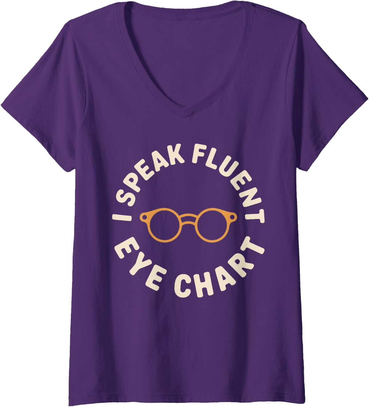 Women's I Speak Fluent Eye Chart Funny Optometrist Optometry V-Neck T-Shirt - Purple