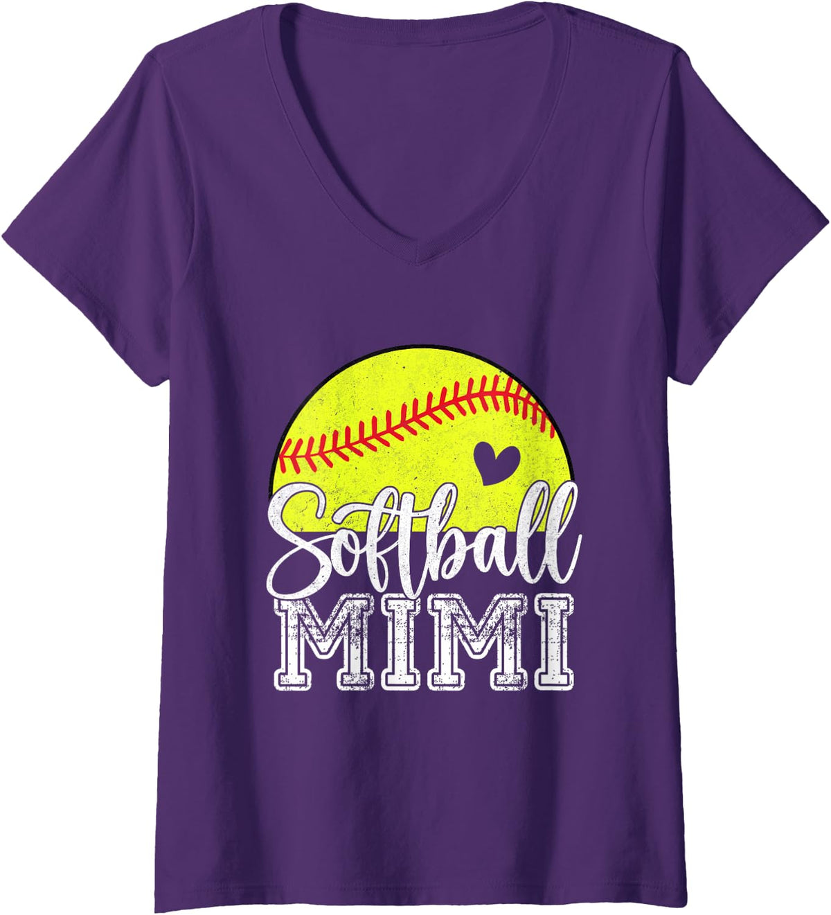 Women's Softball Mimi Gifts for Mother's Day Women Softball Lovers V-Neck T-Shirt - Purple