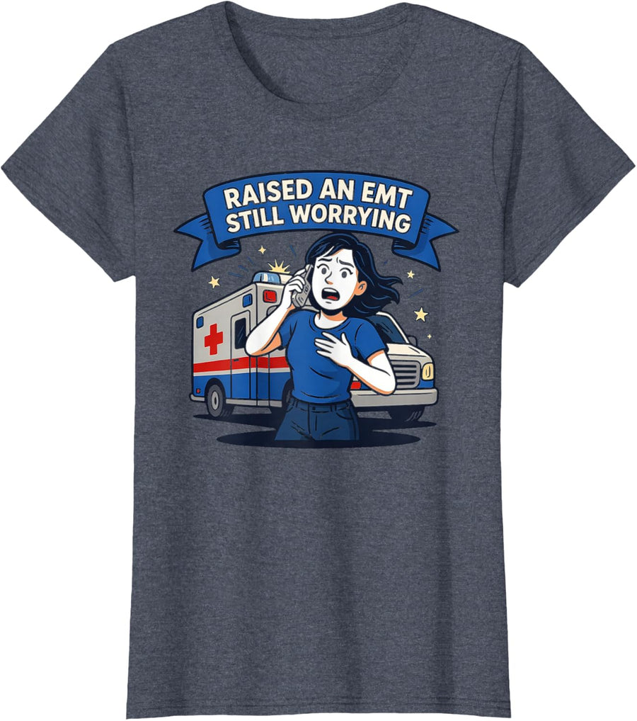 Emergency Medical Technician's Mom EMT Paramedic Ambulance T-Shirt - Heather Blue