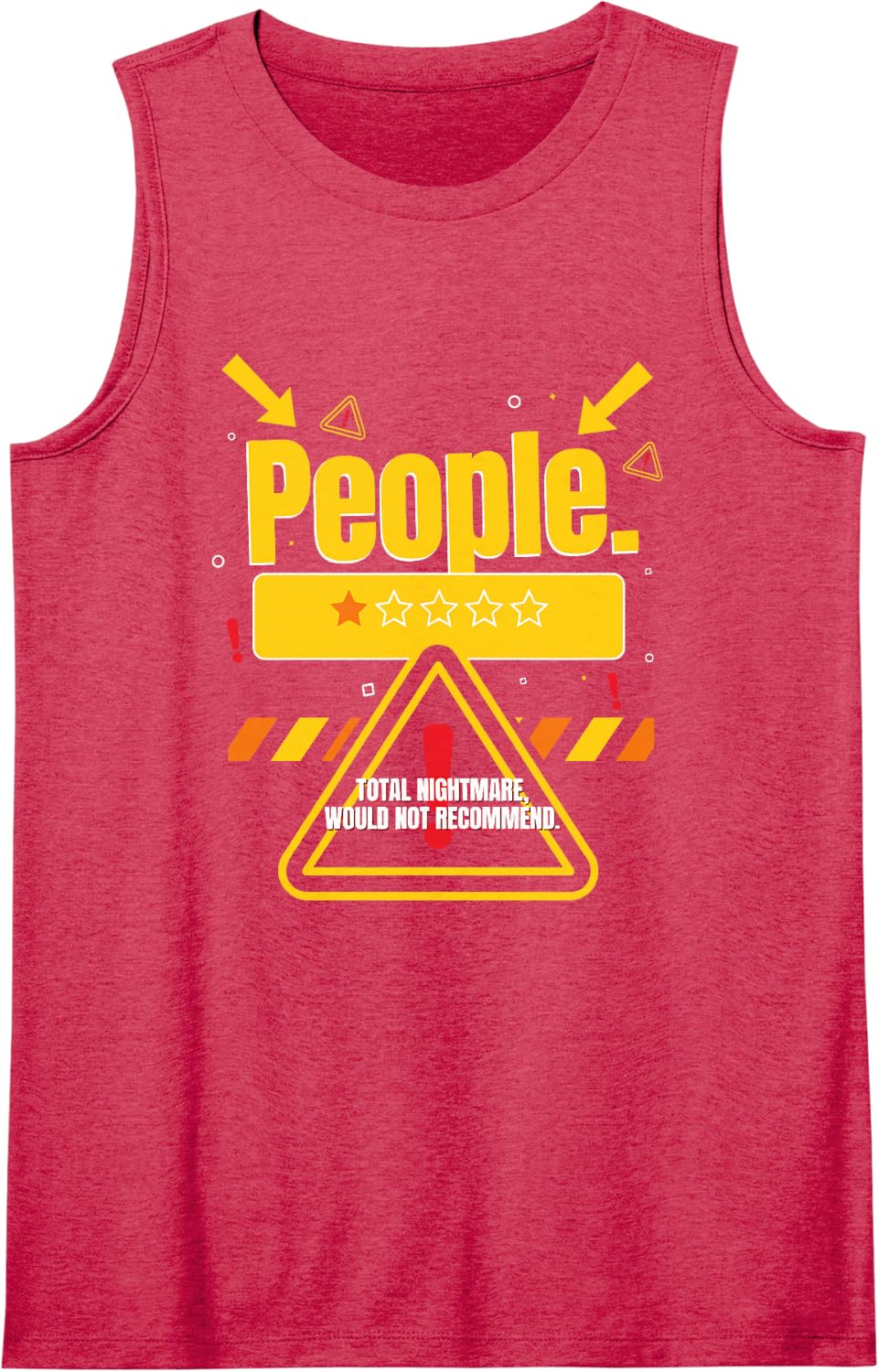 Introverted Meme People One Star Total Nightmare Sarcasm Sleeveless Tank Top - Red