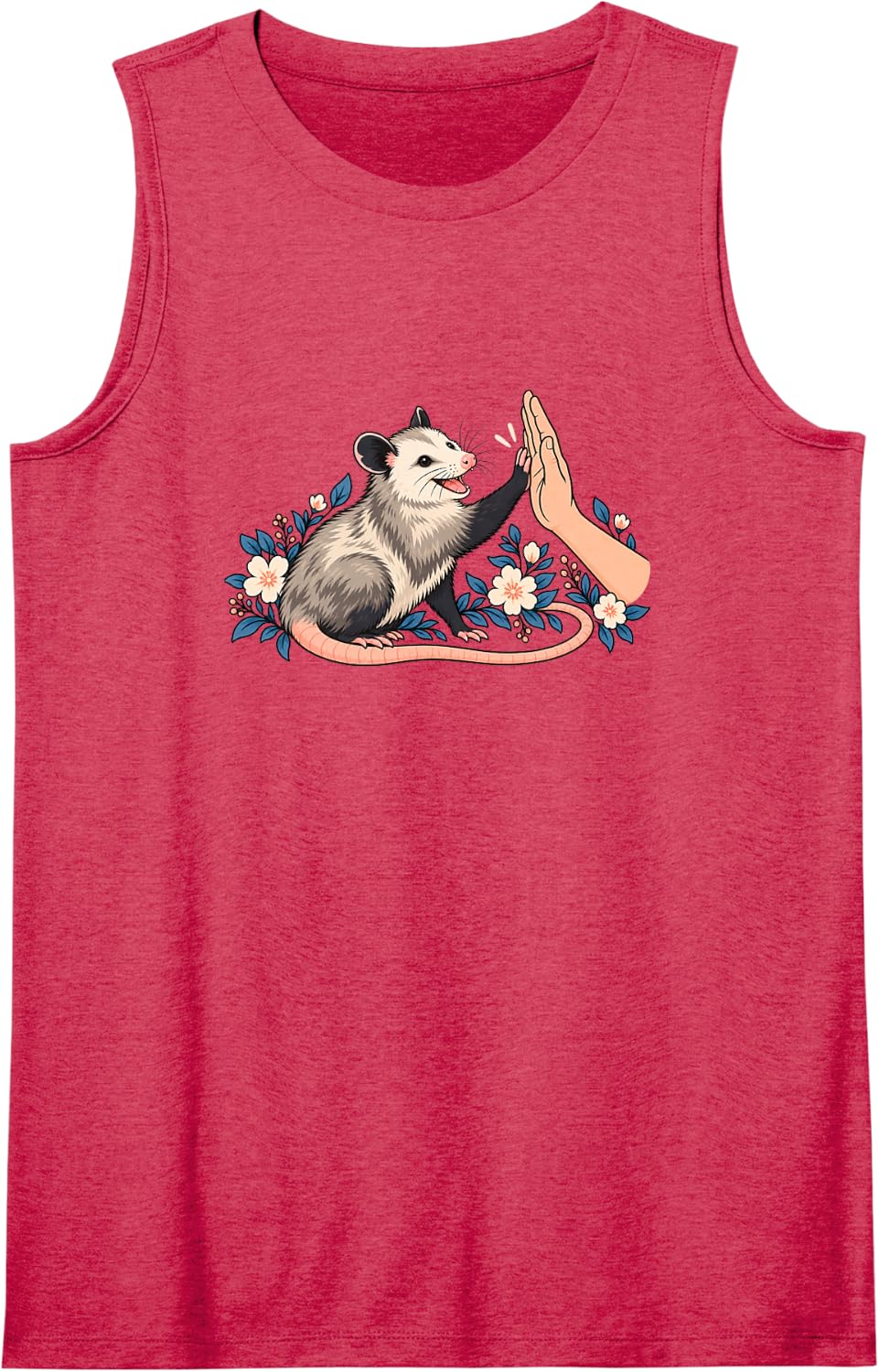 Opossum Animal Friendship High Five Nature Lovers Sleeveless Tank Top - Red