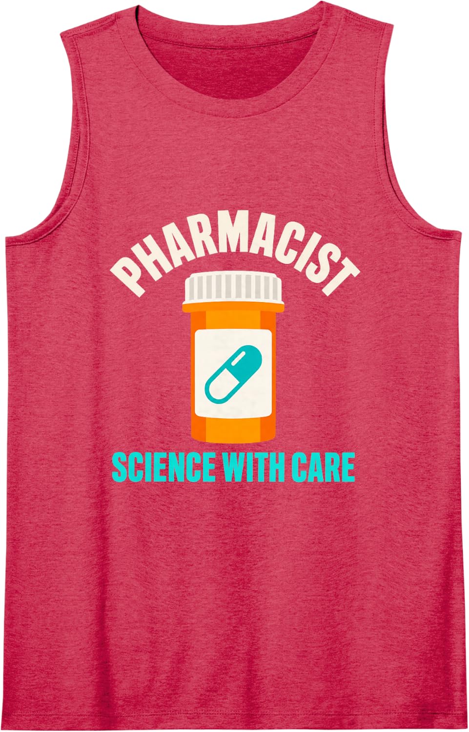 Pharmacist Science with Care Prescription Pill Bottle Sleeveless Tank Top - Red