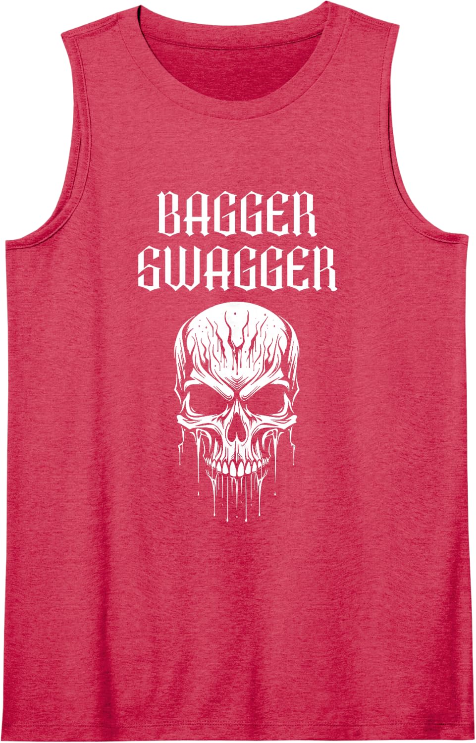 Biker Motorcycle Rider Bagger Swagger Skull Sleeveless Tank Top - Red