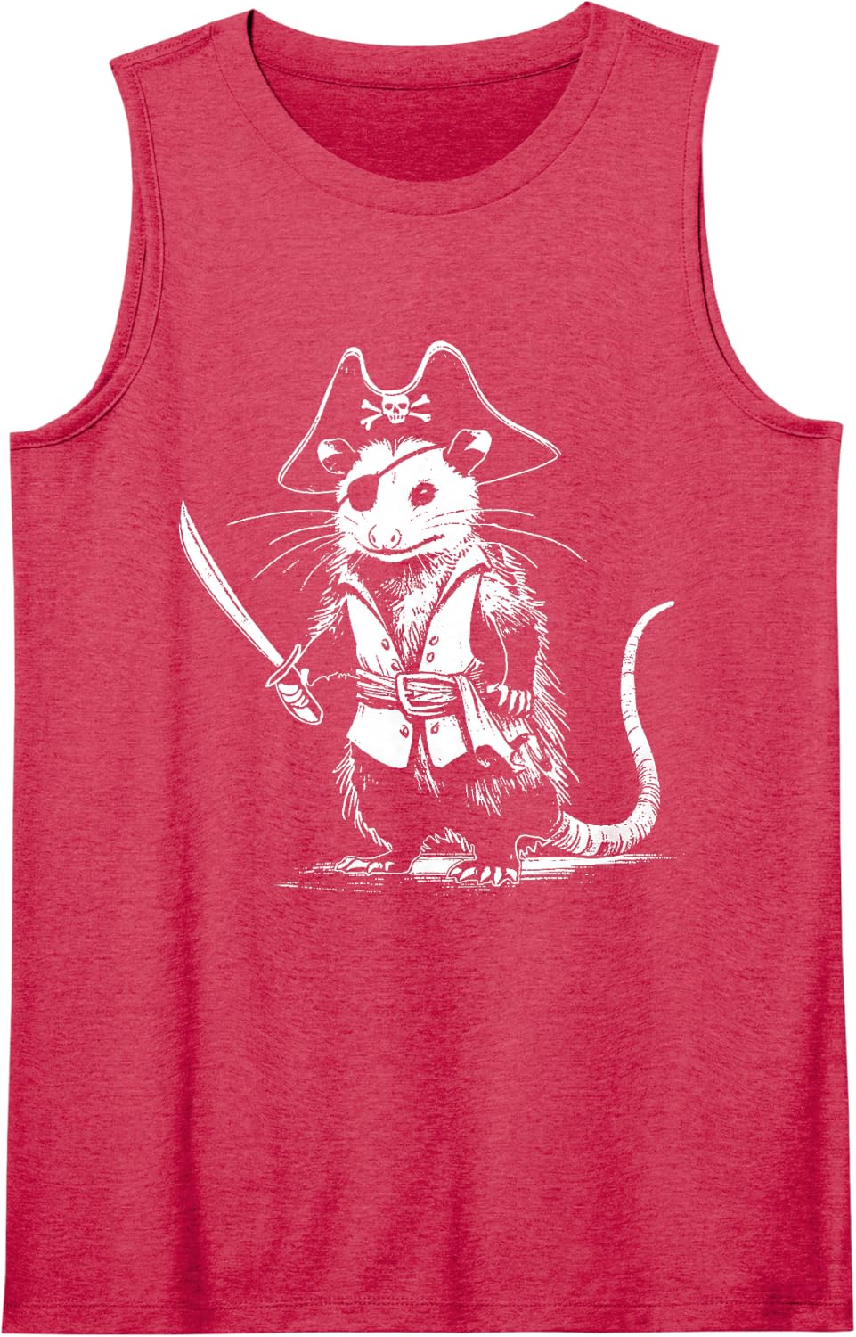 Pirate Opossum Funny Trash Cat Possum Meme Halloween Costume Sleeveless Tank Top - Red