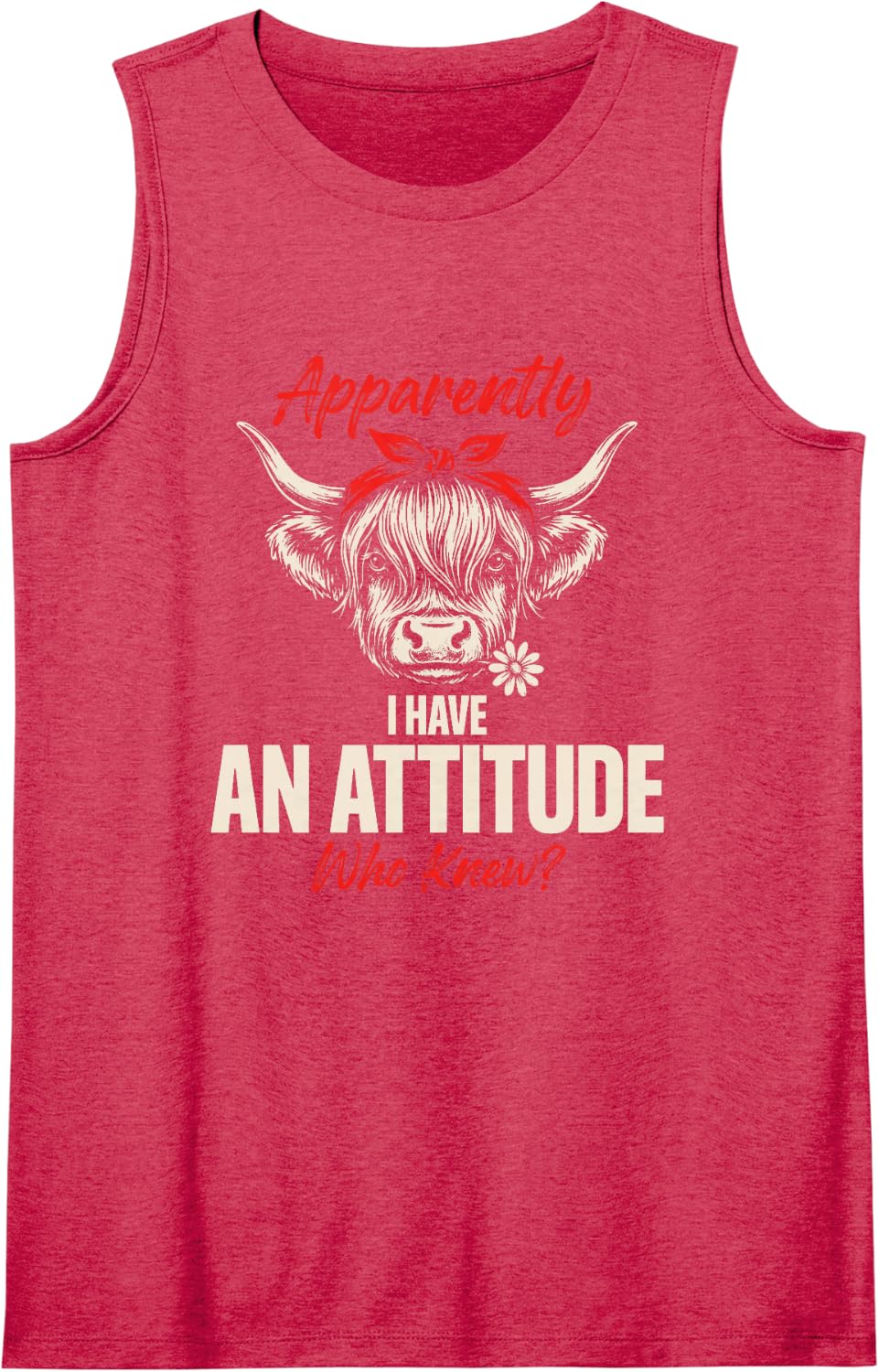 Apparently This Cute Highland Cow Has an Attitude for Women Sleeveless Tank Top - Red