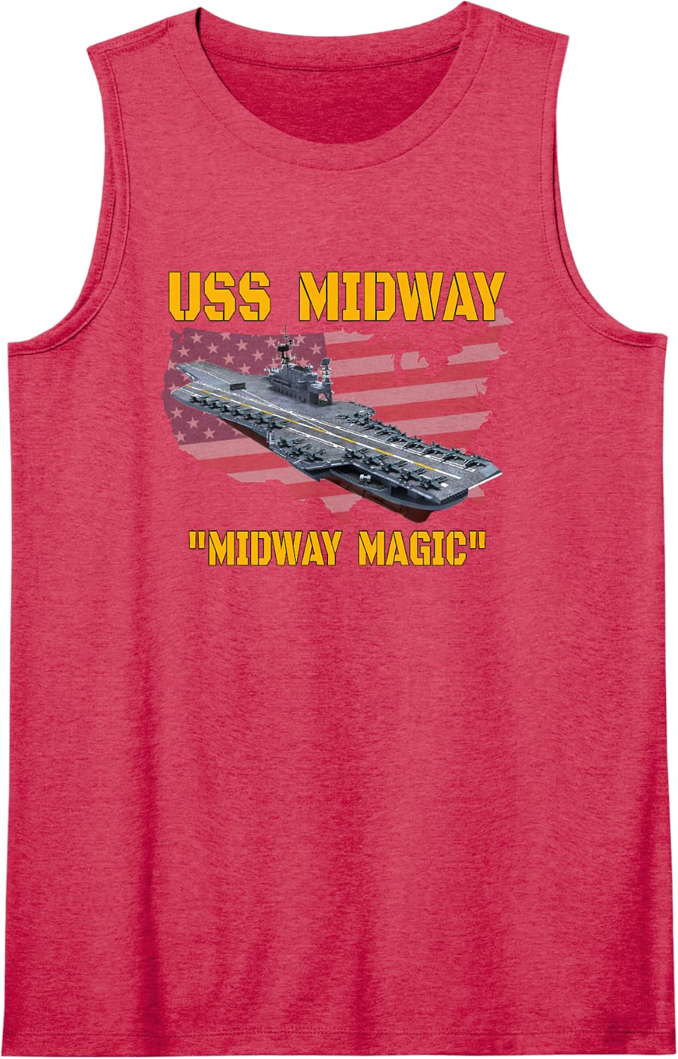 USS Midway Aircraft Carrier Veterans Day Fathers Day Grandpa Sleeveless Tank Top - Red