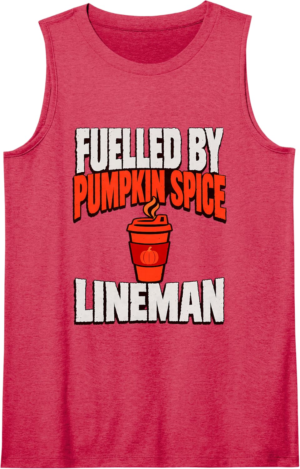 Fuelled by Pumpkin Spice Lineman Pumpkin Spice Halloween Sleeveless Tank Top - Red