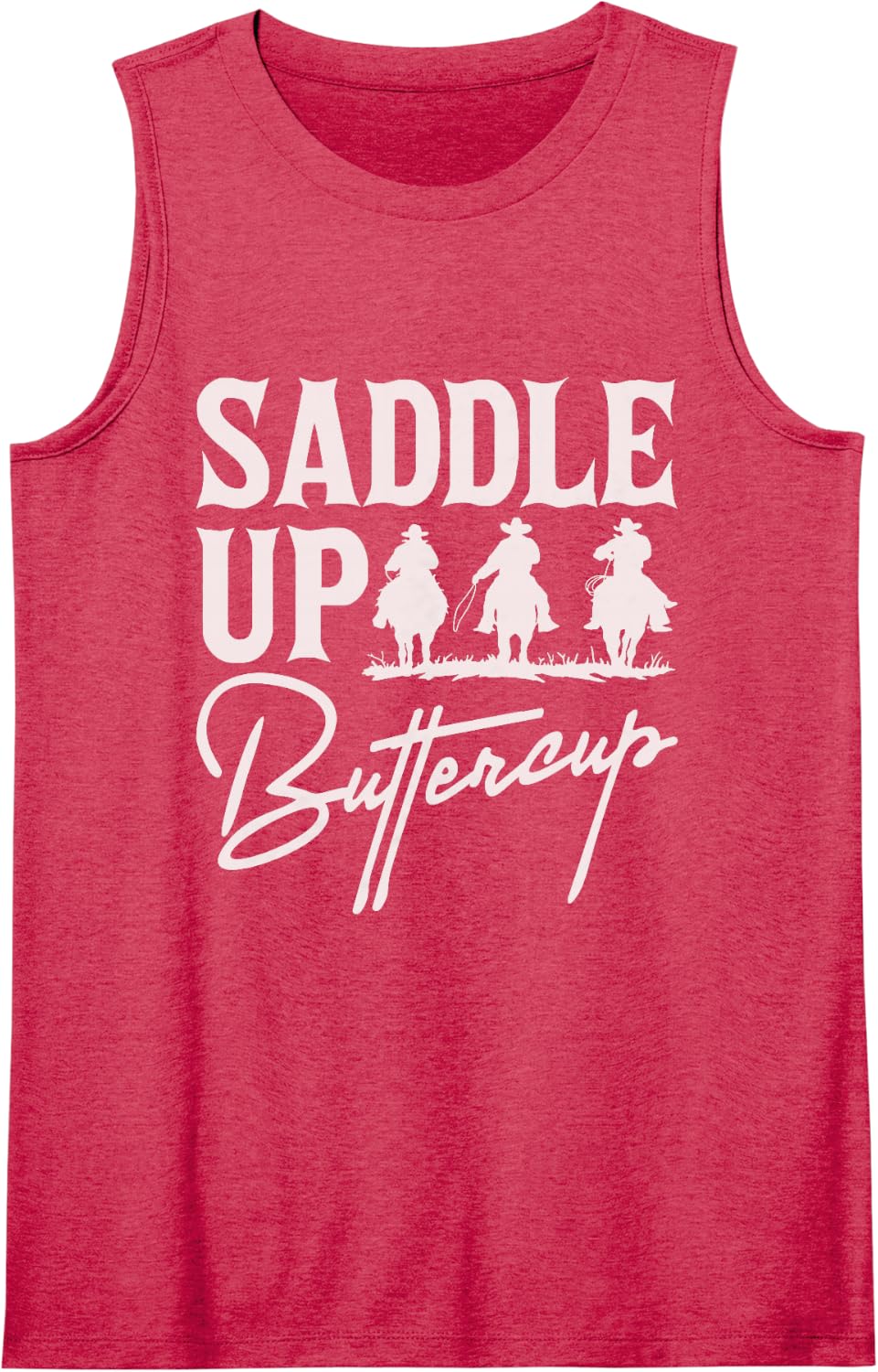 Saddle Up Buttercup Tshirt Cowboy Cowgirl Southern Western Sleeveless Tank Top - Red
