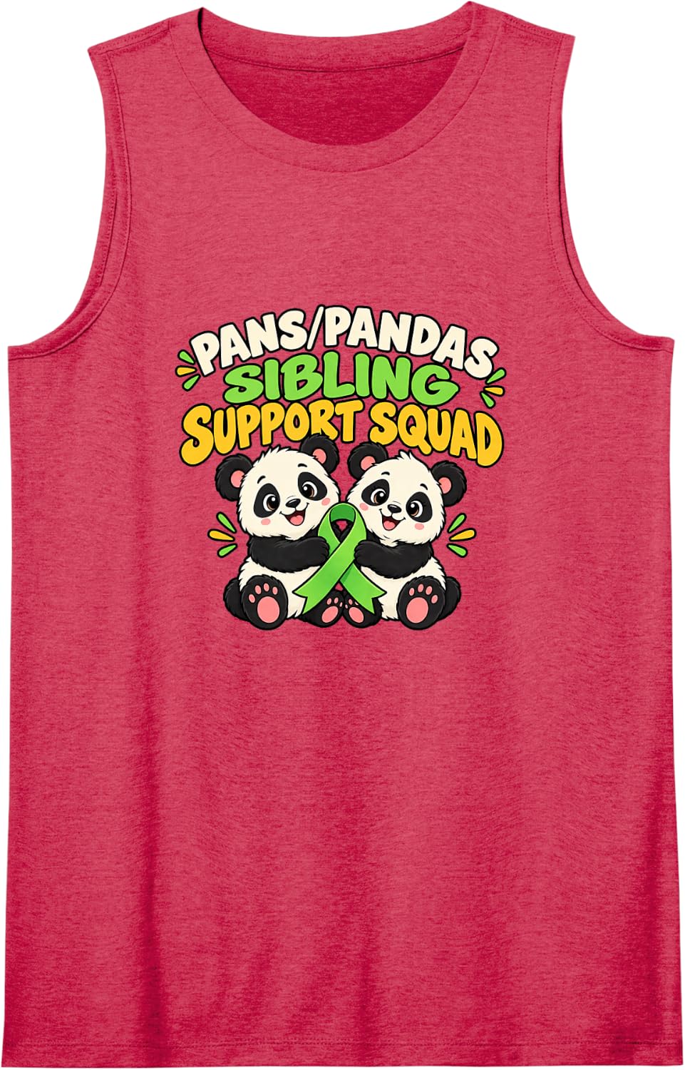 Pans Pandas Sibling Support Squad Panda Family Sleeveless Tank Top - Red