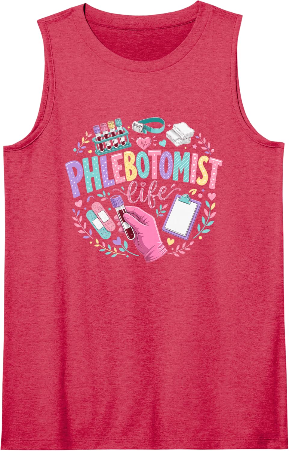 Phlebotomist Life Blood Draw Medical Worker Sleeveless Tank Top - Red