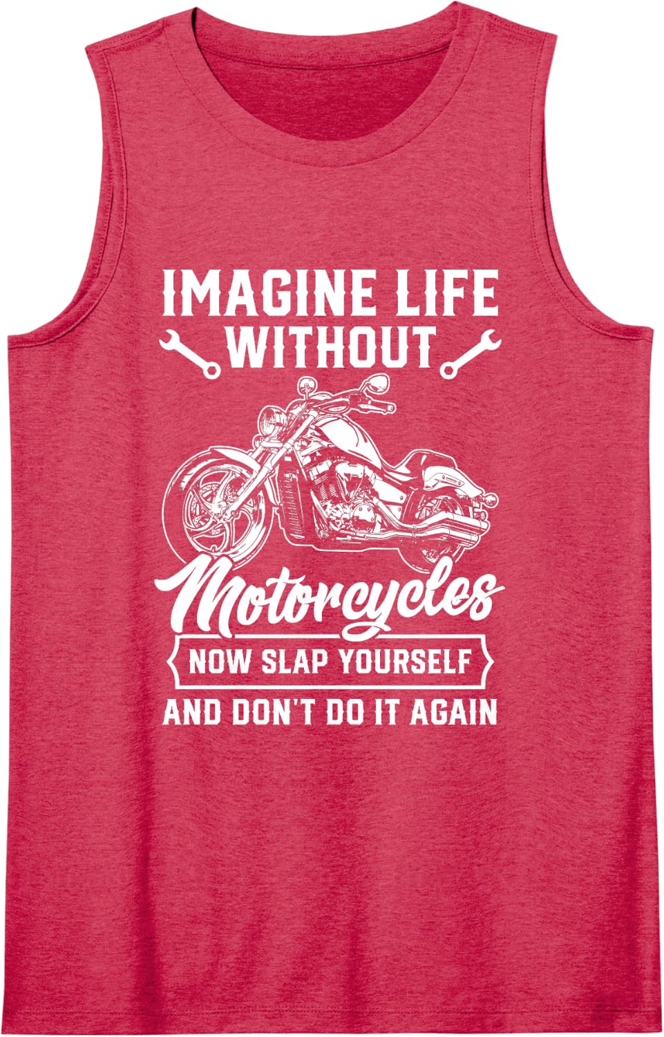 Imagine Life Without Motorcycles Biker Motorcyclist Sleeveless Tank Top - Red