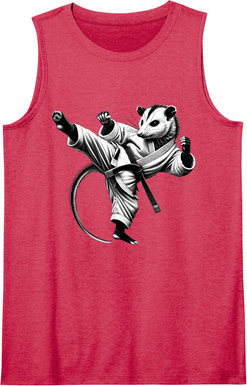 Vintage Possum Doing Karate Opossum Lover Sleeveless Tank Top - Red