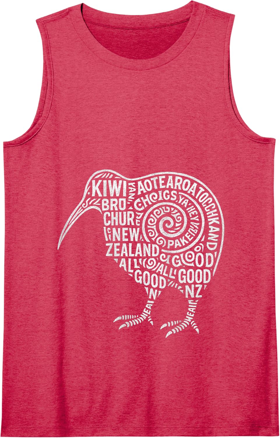 New Zealand Kiwi Word Cloud Tank Top - Red