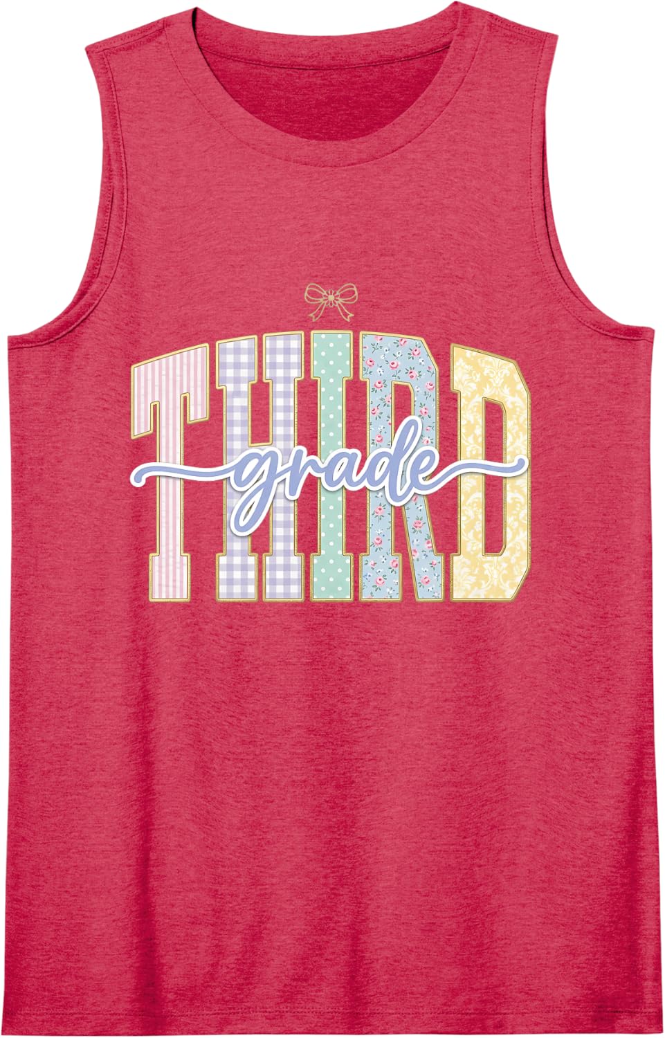 Preppy Third Grade Teacher 3rd Grade Back to School Girls Tank Top - Red