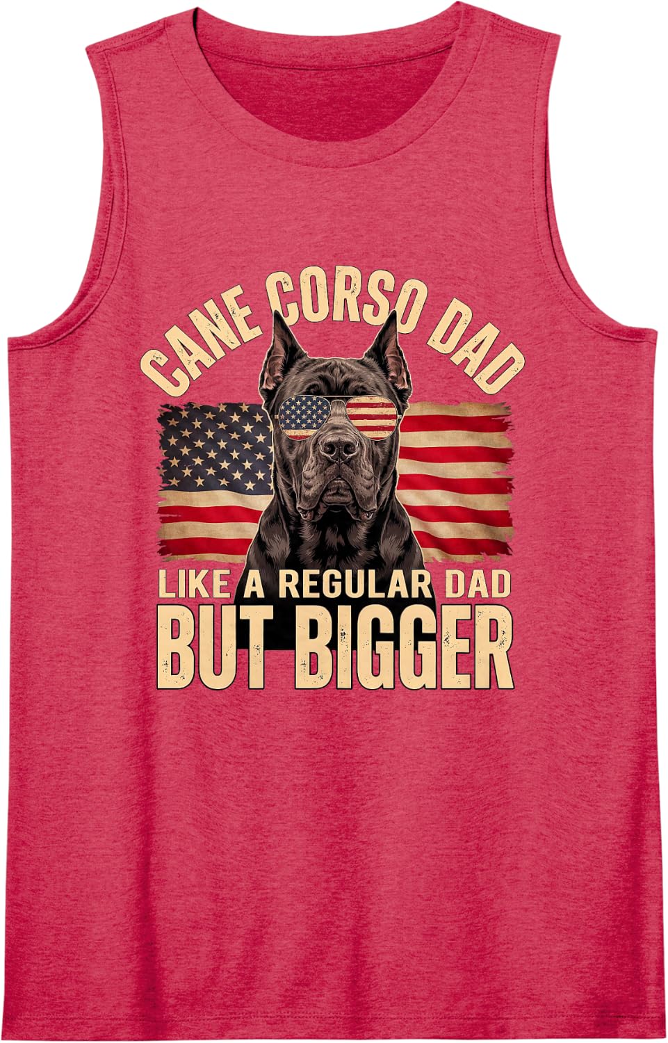 Cane Corso Dad Like A Regular Dad But Bigger American Flag Sleeveless Tank Top - Red