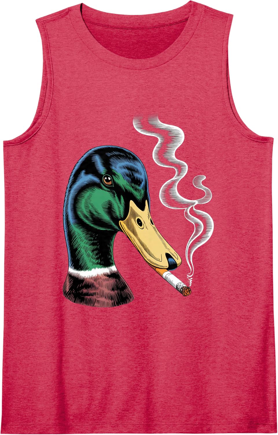 Mallard Smoking Cigarette Meme Funny Mallard Duck Hunting Sleeveless Tank Top - Red