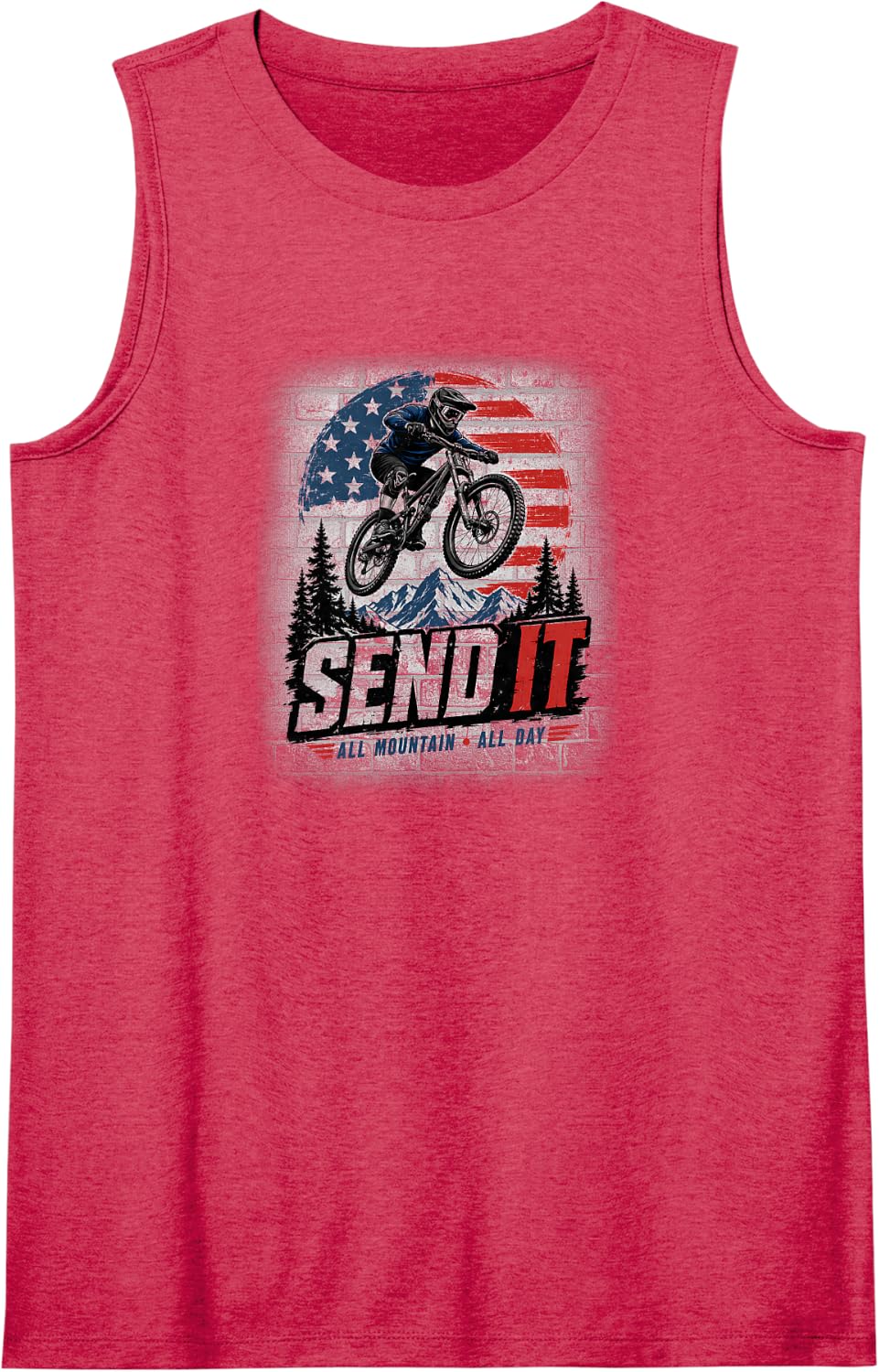 MTB Cycling E-Bike Mountain-Bike MTB Bicycle Sleeveless Tank Top - Red
