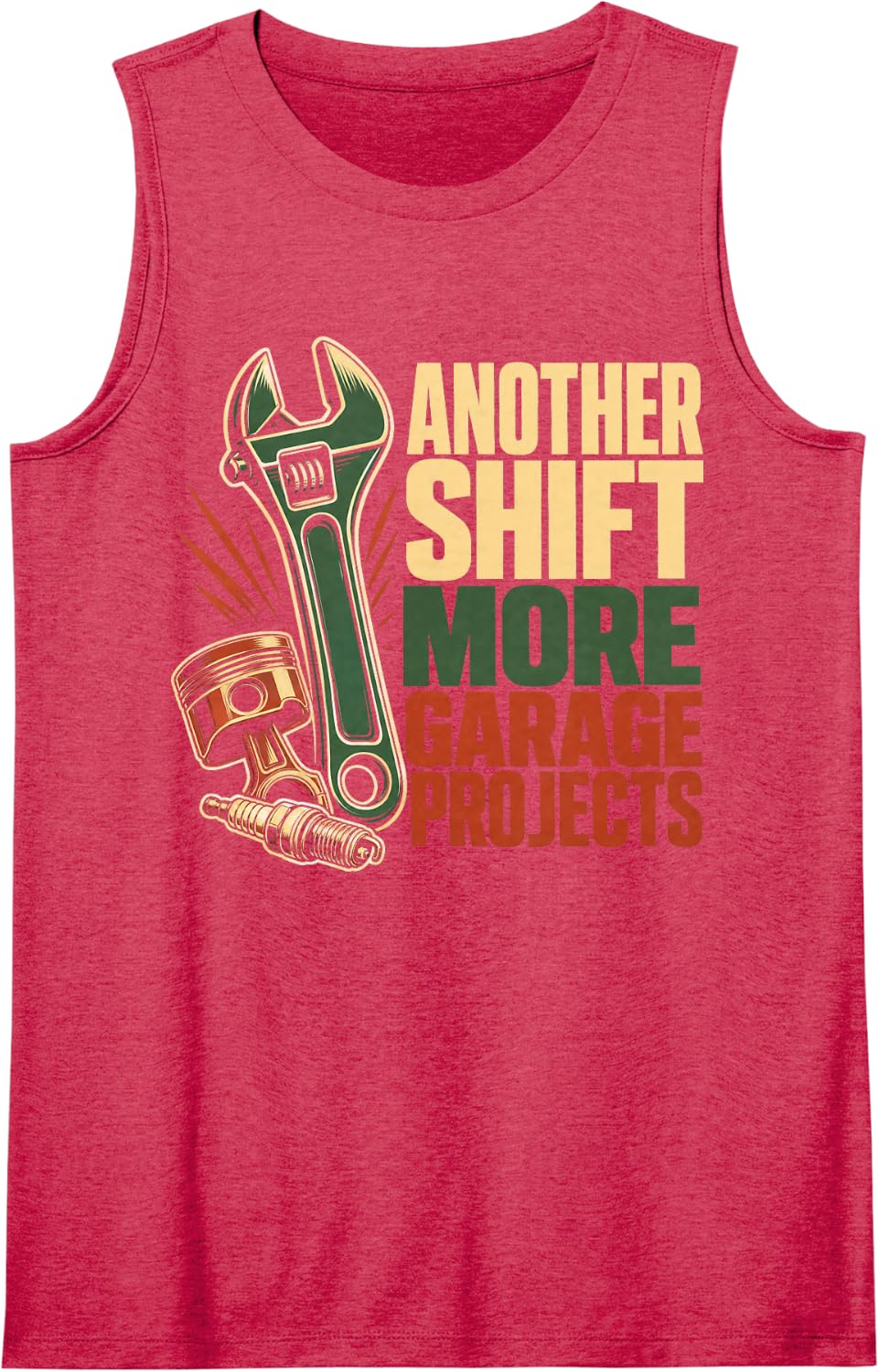 Another Shift More Garage Projects Mechanic Sleeveless Tank Top - Red