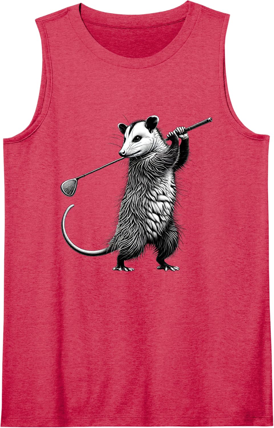 Vintage Possum Playing Golf Opossum Lover Golfer Sleeveless Tank Top - Red