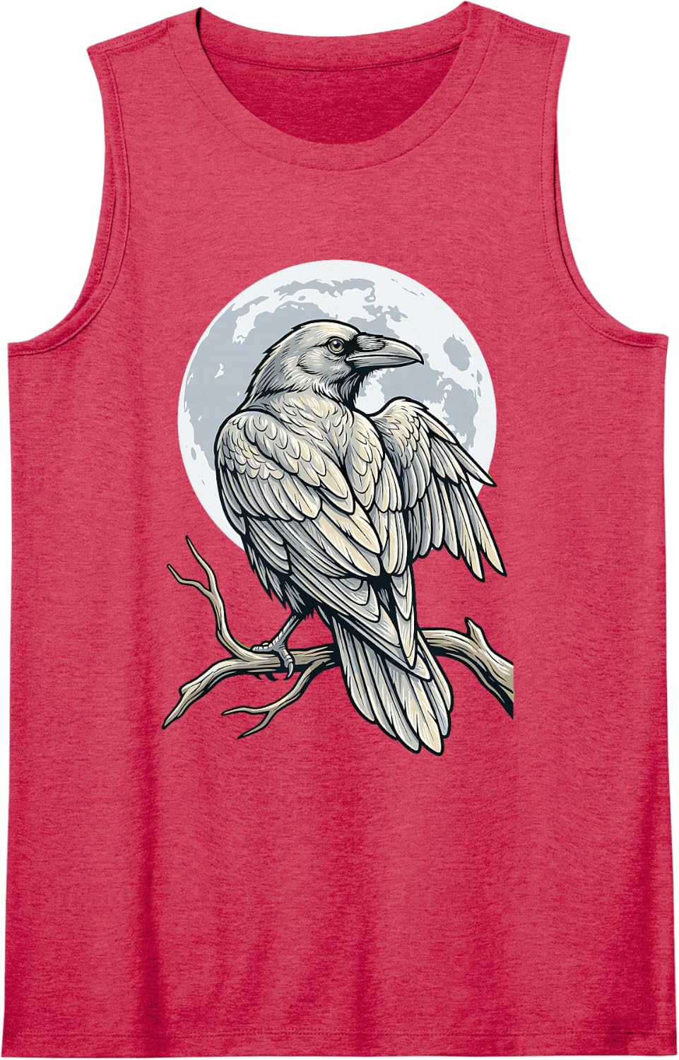 Raven Moon Funny Gothic Corvid Bird Lover Dark Men Sleeveless Tank Top - Red