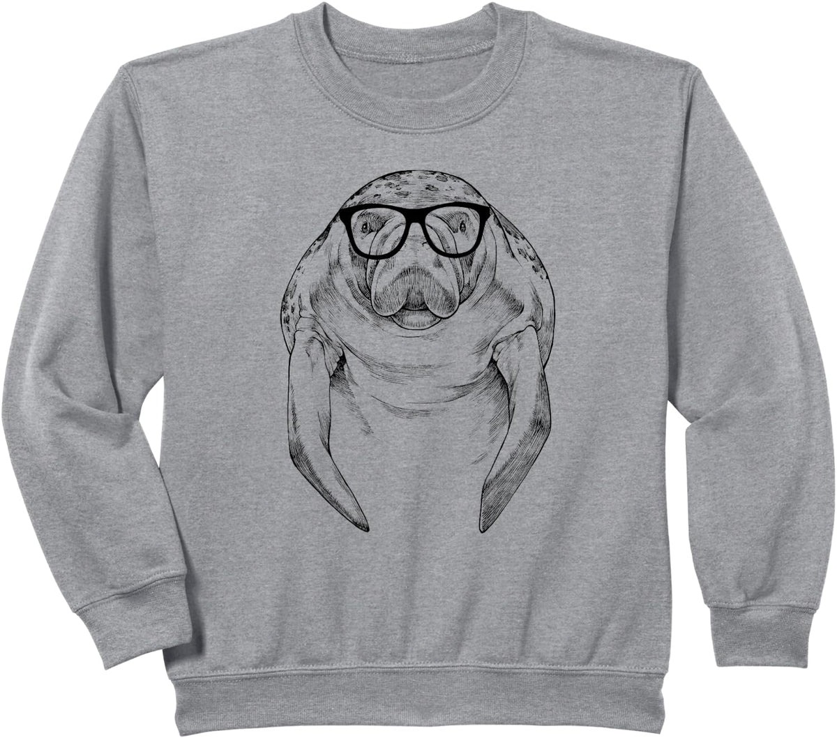 Manatee Nerdy Glasses Sea Animal Sweatshirt - Heather Grey