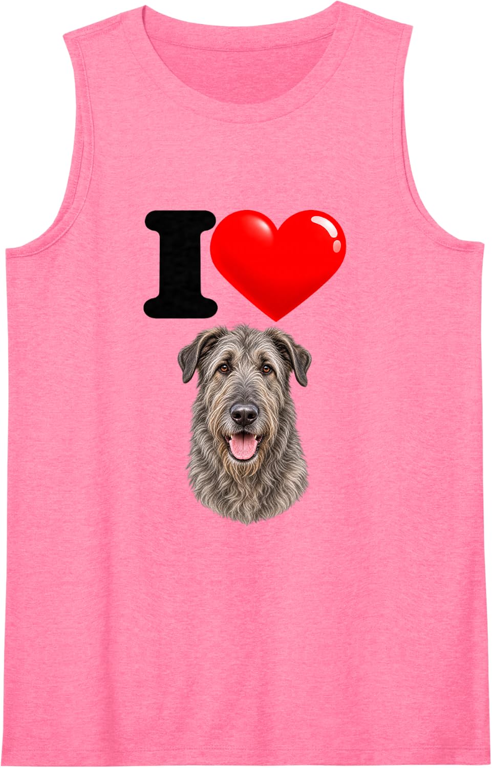 I Love Irish Wolfhound Cute Dog Mom Dad Sleeveless Tank Top - Pink
