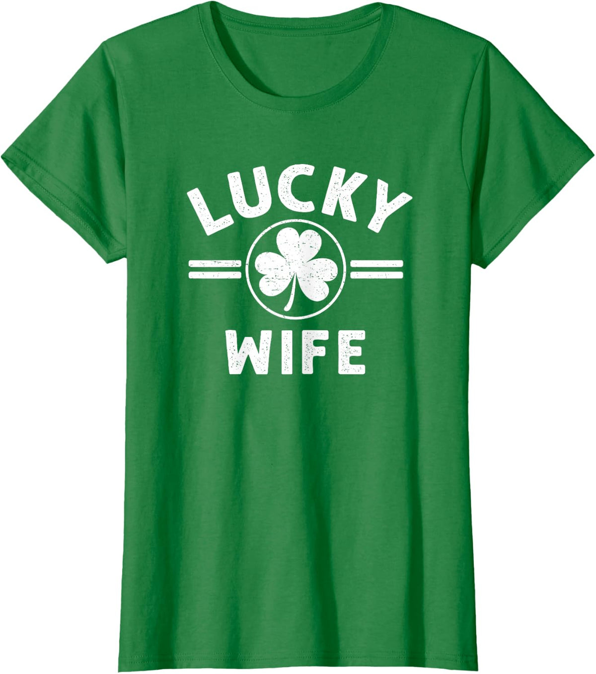 Funny One Lucky Wife St Patrick’s Day Womens Matching Retro T-Shirt - Kelly Green