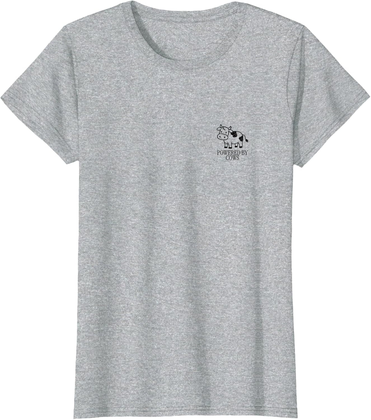 Powered By Cows Minimalist Cow Lover Farm Animal Humor T-Shirt - Heather Grey