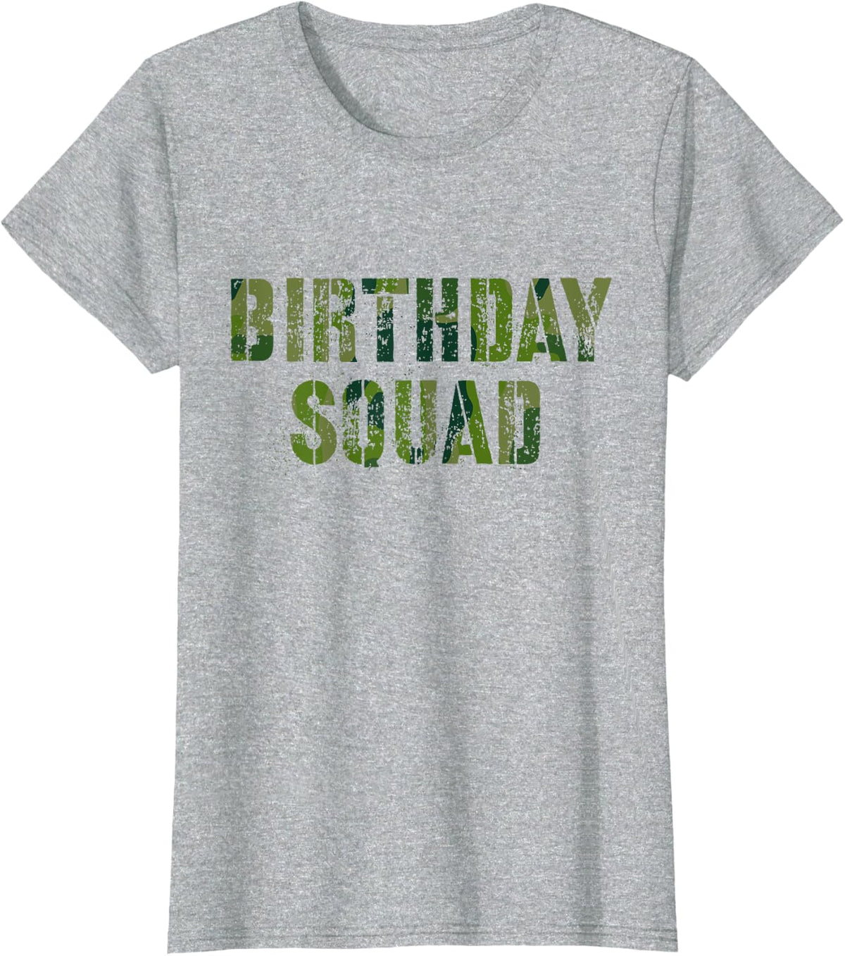 Camouflage Theme BIRTHDAY SQUAD Military Party Hunting T-Shirt - Heather Grey