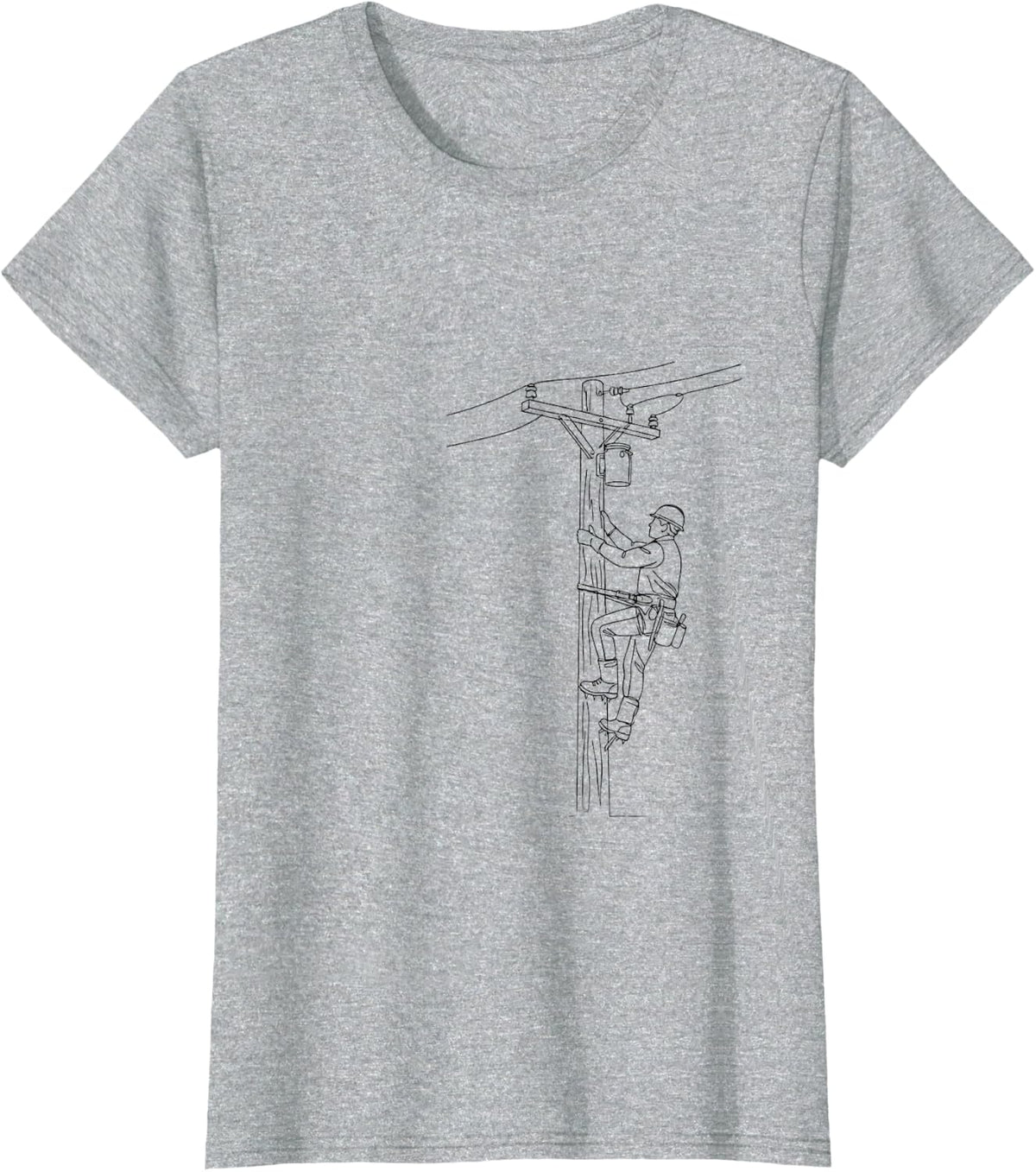 Lineman Climbing The Pole Illustration T-Shirt - Heather Grey