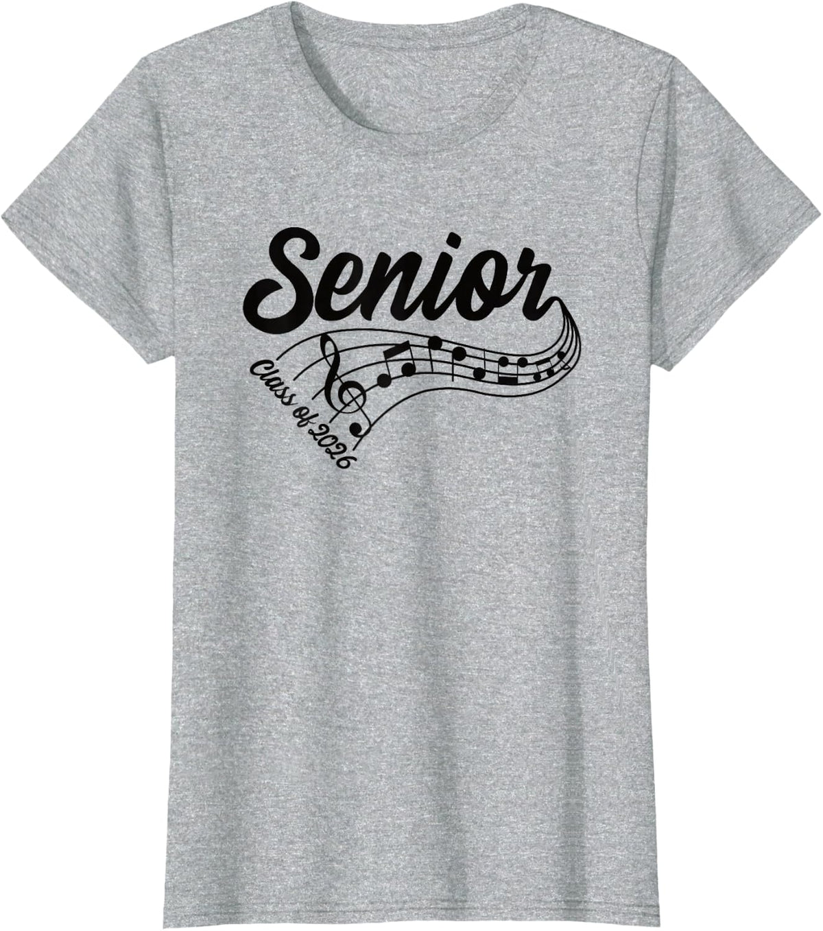 2026 Senior Choir Band Orchestra Class of 2026 Music Notes T-Shirt - Heather Grey
