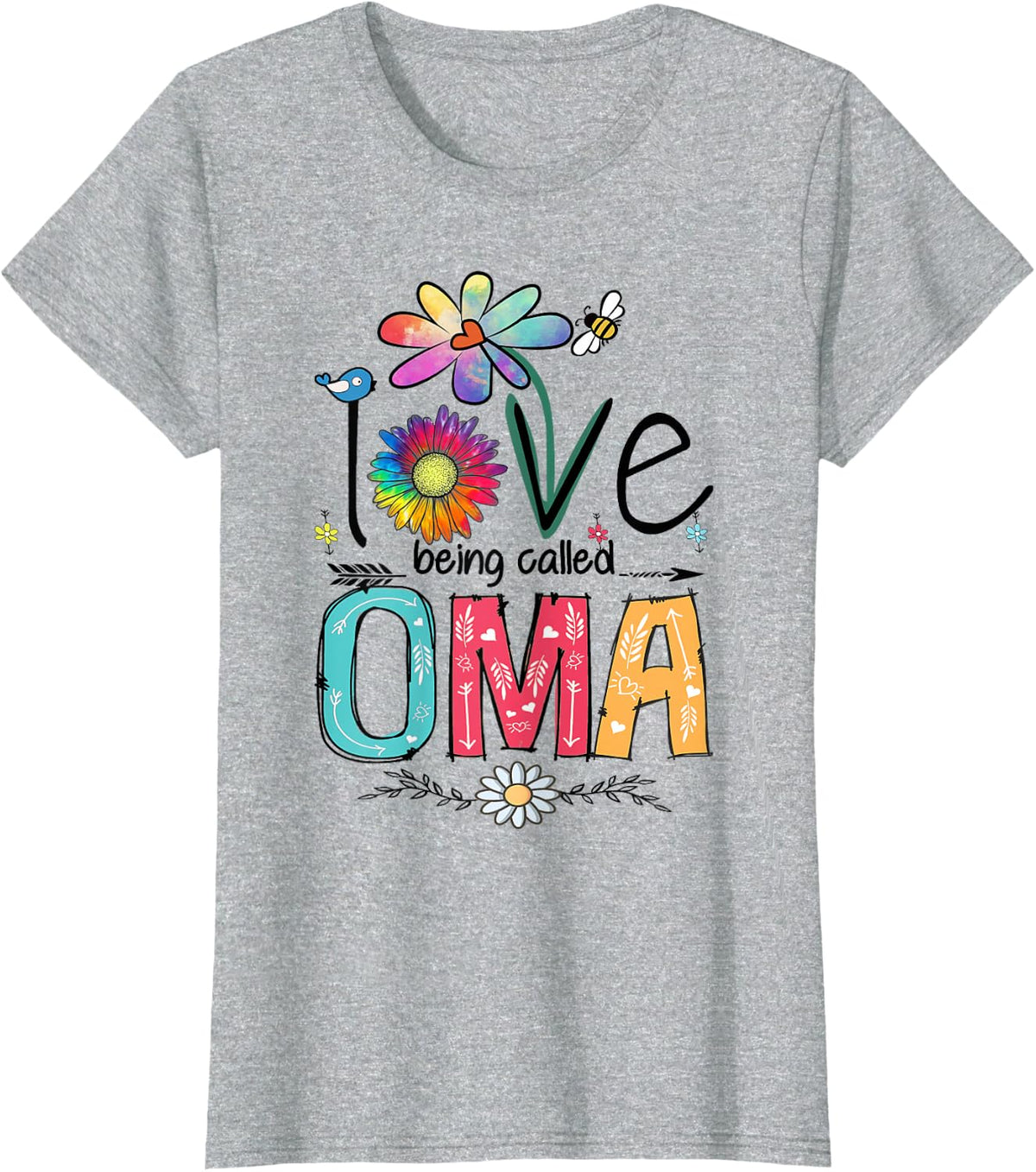 I Love Being Called Oma Daisy Flower Cute Mother's Day T-Shirt - Heather Grey