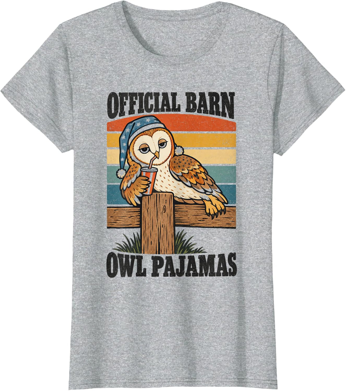 Official Barn Owl Pajamas Sleepwear T-Shirt - Heather Grey
