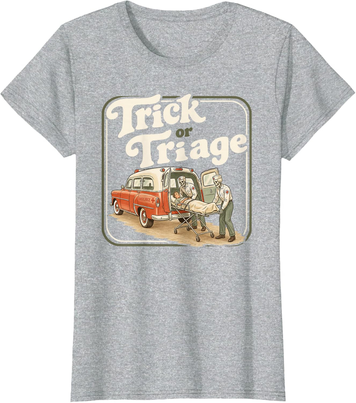 Halloween Nurse, Spooky EMT, Fall ICU Nurses, Emergency Crew T-Shirt - Heather Grey