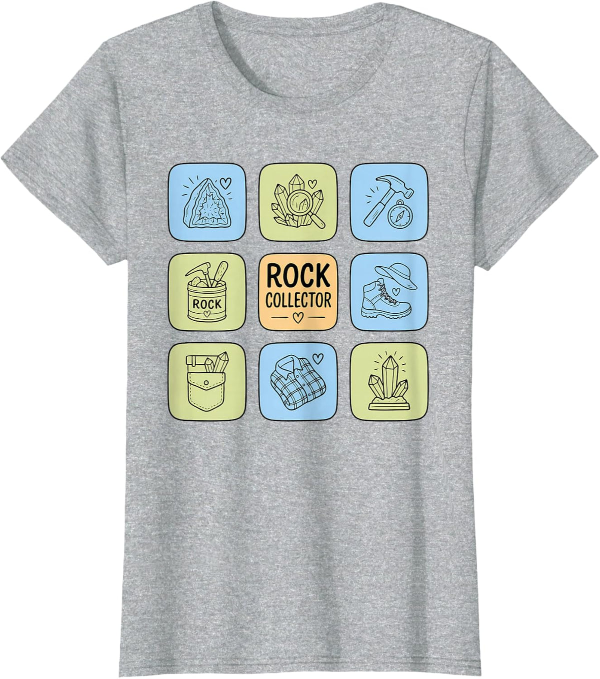 Rock Collecting Rockhounding Geology Mineral Crystal Hunt T-Shirt - Heather Grey