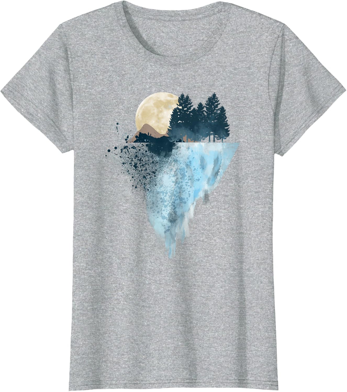 Geometric Mountain T-Shirt Outdoor Hiking Colorful Geometry Art T-Shirt - Heather Grey