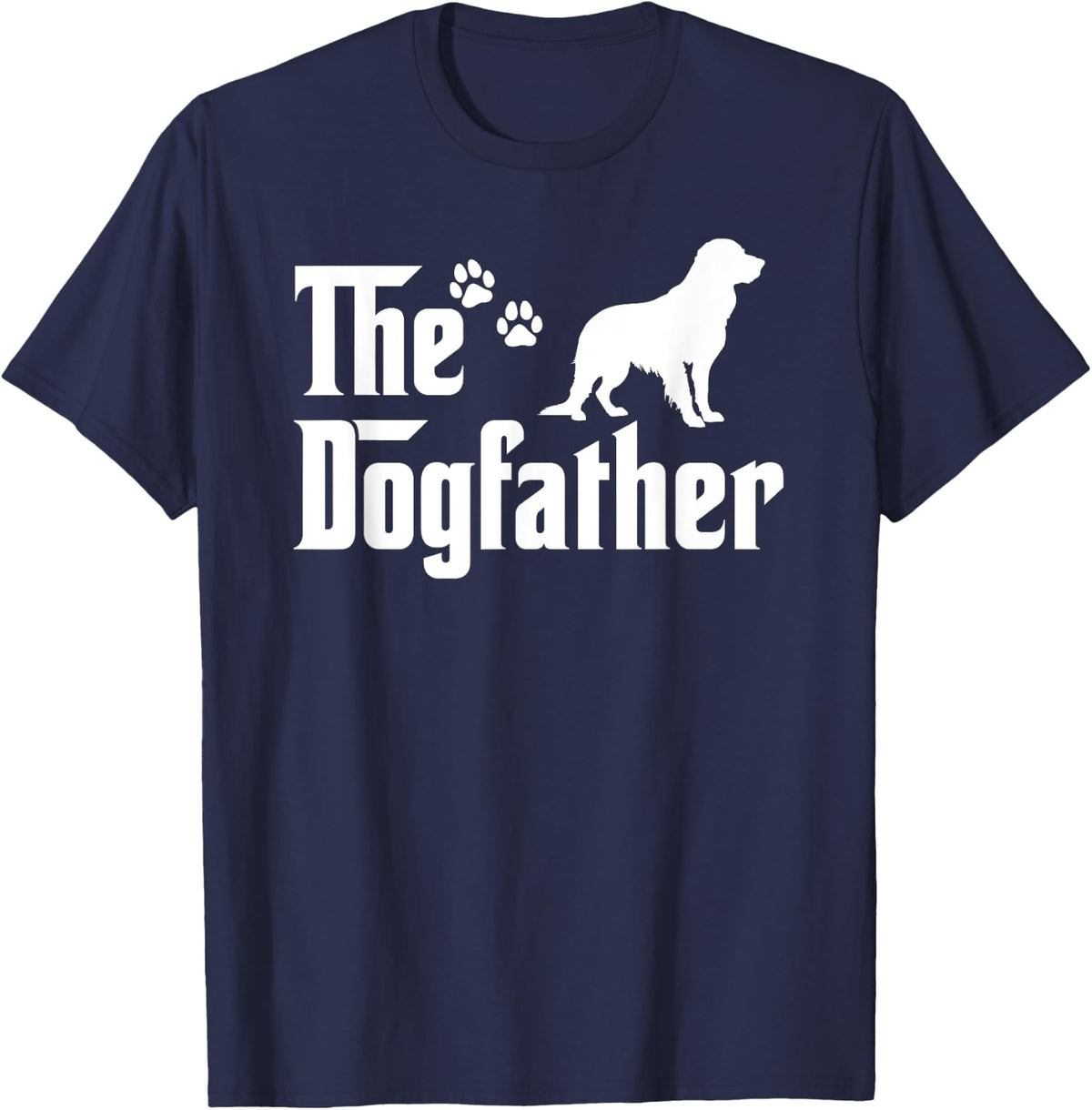 The Dogfather Tee Fathers day Gift Dog Dad Golden retriever T-Shirt - Navy Blue