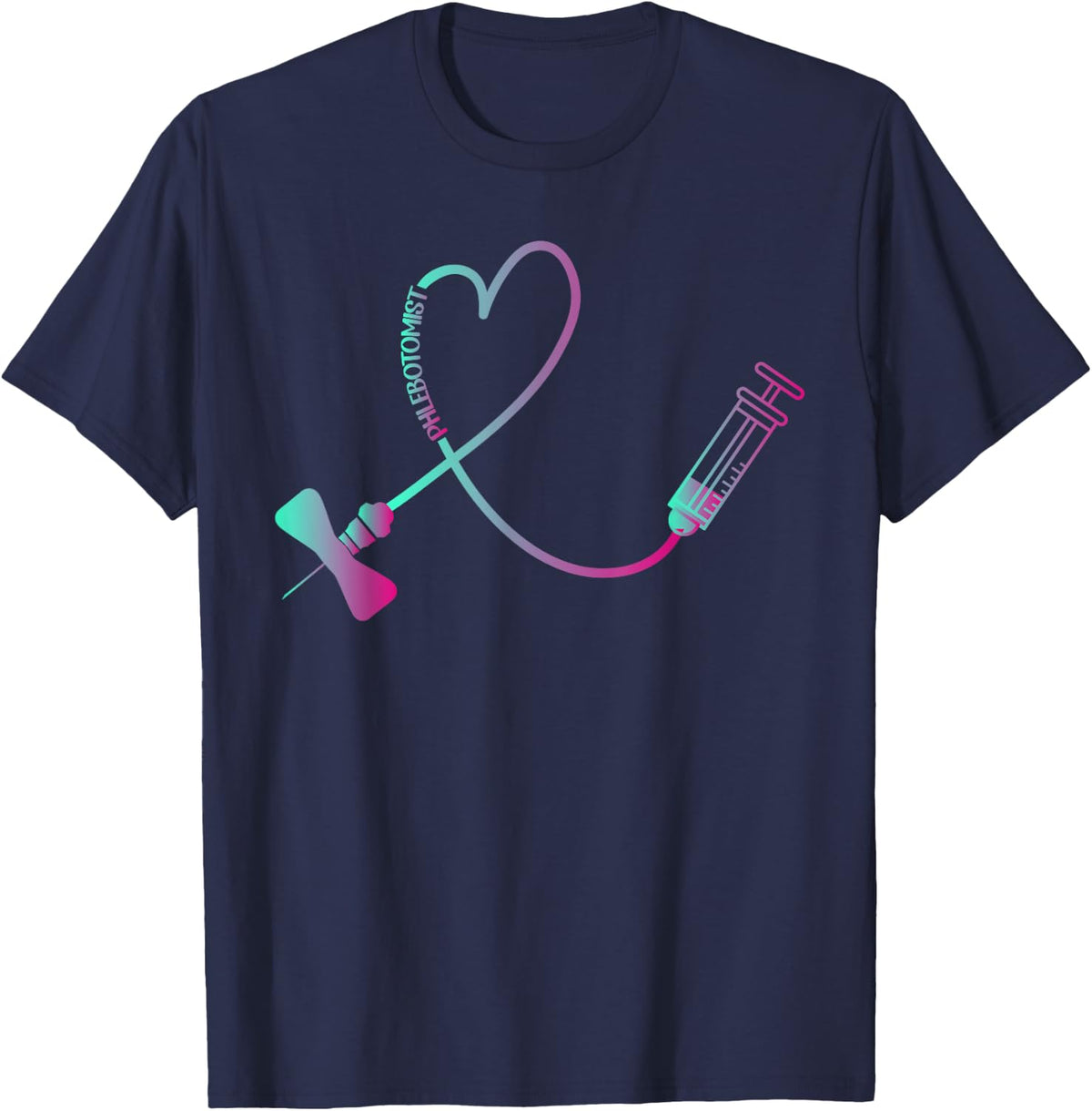 TIE DYE Phlebotomist Phlebotomy Technician Nurse Clinical T-Shirt - Navy Blue