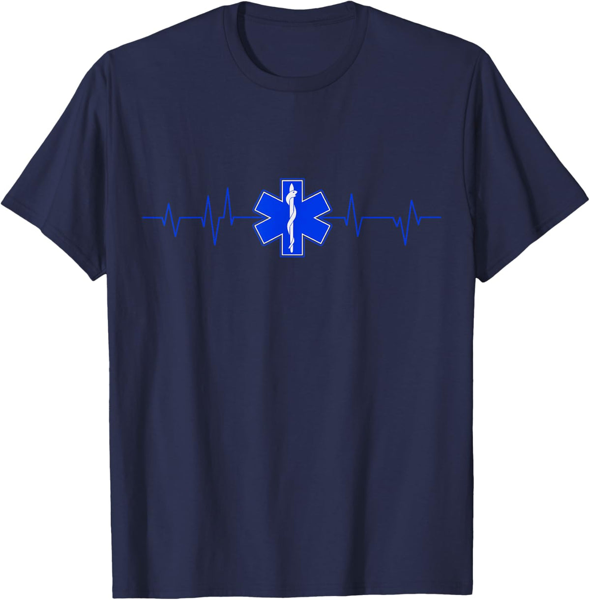 Paramedic Heartbeat Emergency Medical Technician Attendant T-Shirt - Navy Blue