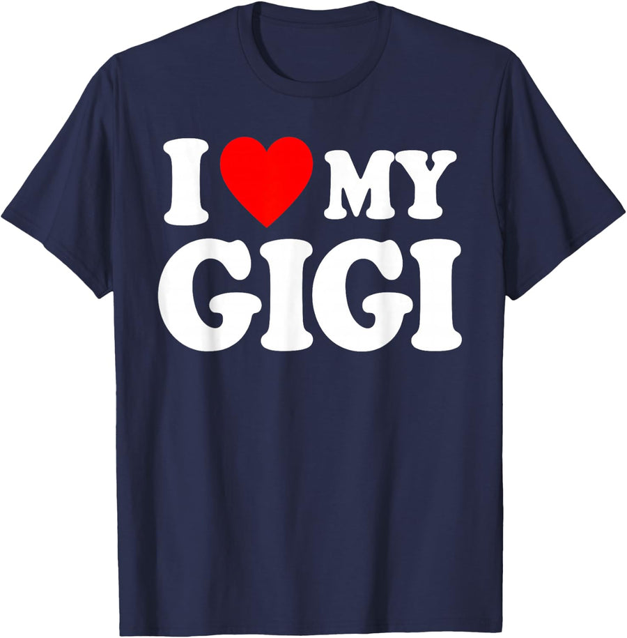 I Love My Gigi Art for Kids Boys Girls Grandma My Gigi T-Shirt - Navy Blue