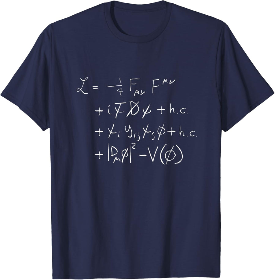 Physics Subject Standard Model Lagrangian Science Teacher T-Shirt - Navy Blue