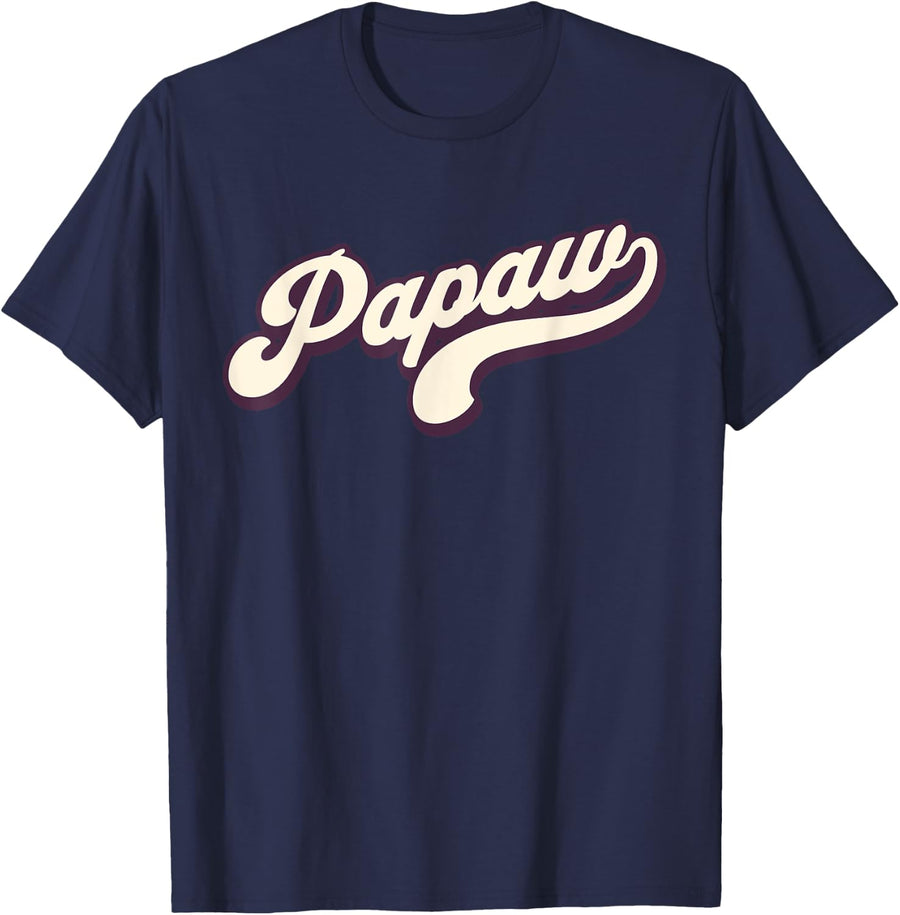 Mens Papaw - Retro Style T-Shirt - Navy Blue