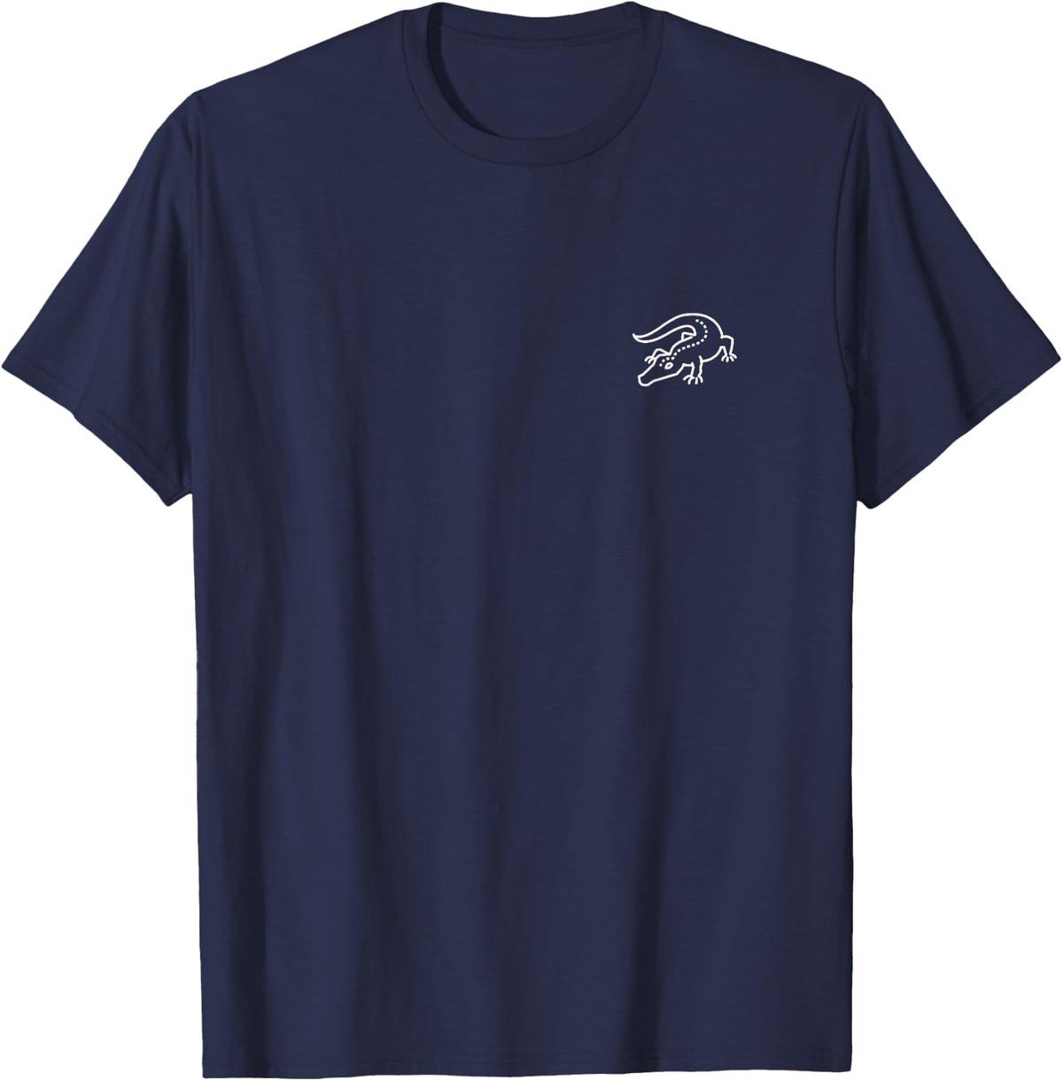 Crocodile Animal Badge Patch Line Art Icon Outline Gift T-Shirt - Navy Blue
