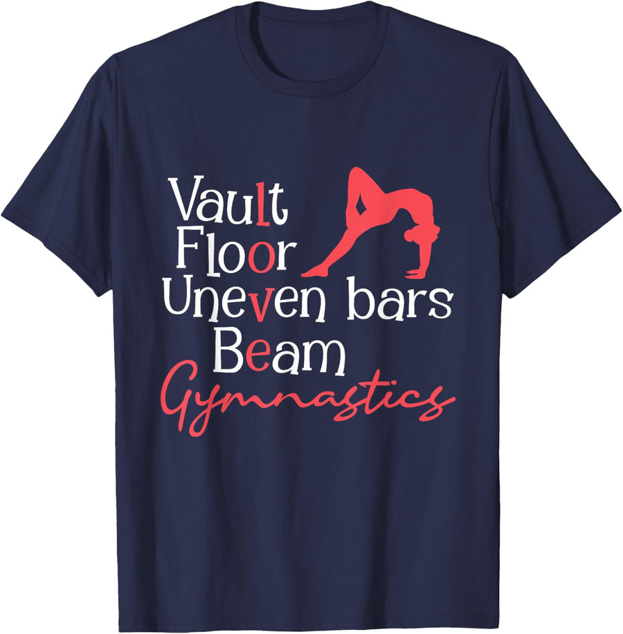 Vault Floor Uneven Bars Beam - Love Gymnastics Gymnast Lover T-Shirt - Navy Blue